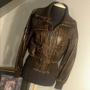 Big Chill Metallic Brown Leather Jacket